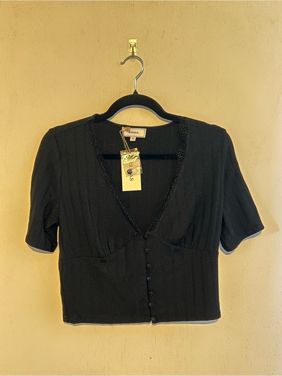 RIHOAS Tops - Black button blouse